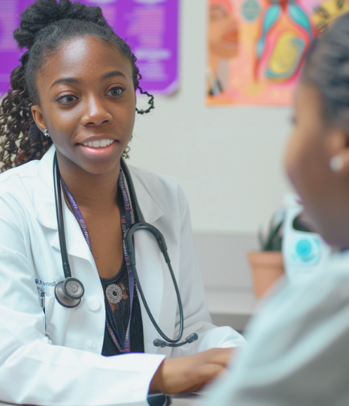 female undergraduate student registering for a medical internship program
