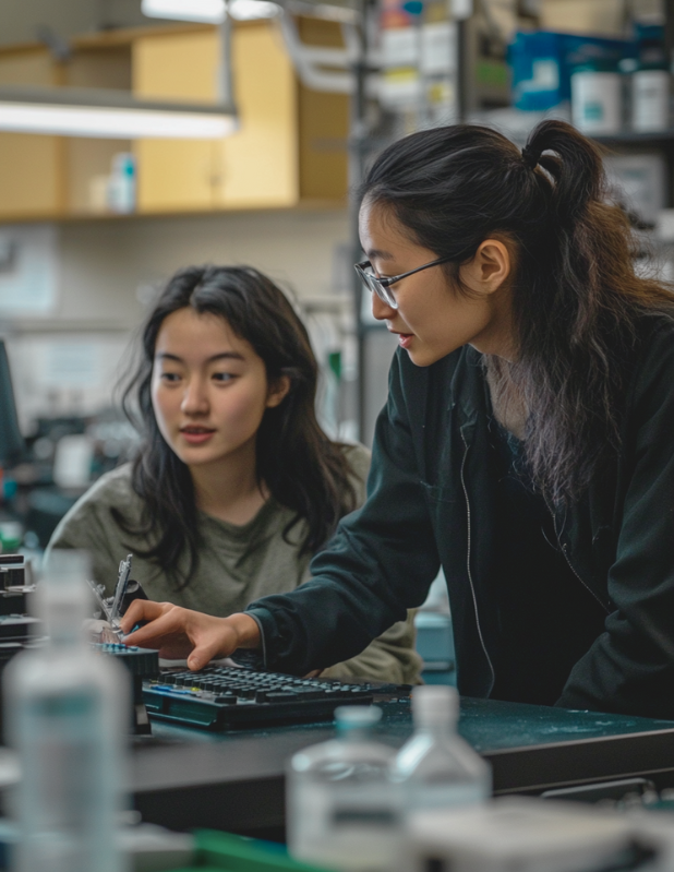 high school student learning about the research publishing process from a mentor and expert in medical research high school student learning about the research publishing process from a mentor and expert in medical research